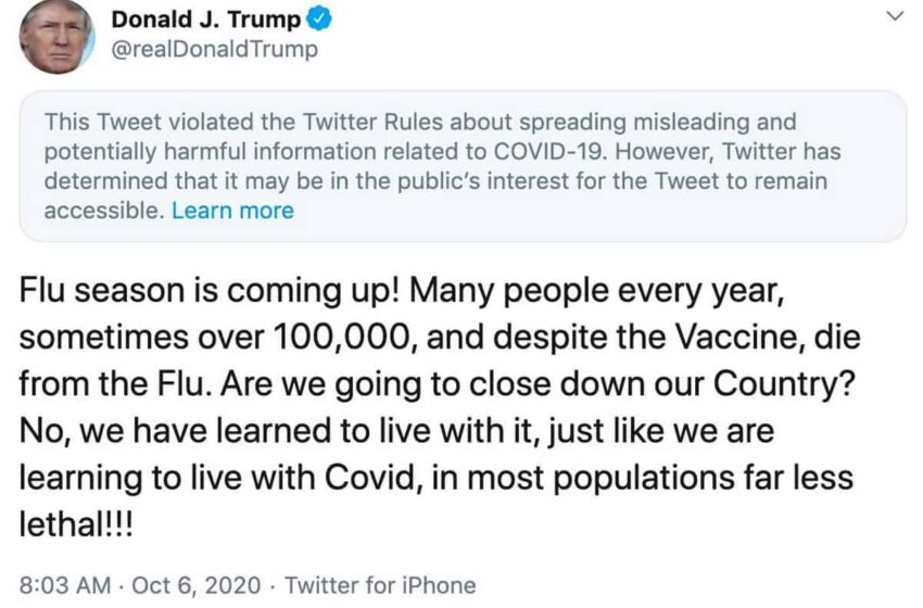  Facebook elimină postarea lui Trump care compară gripa cu COVID-19