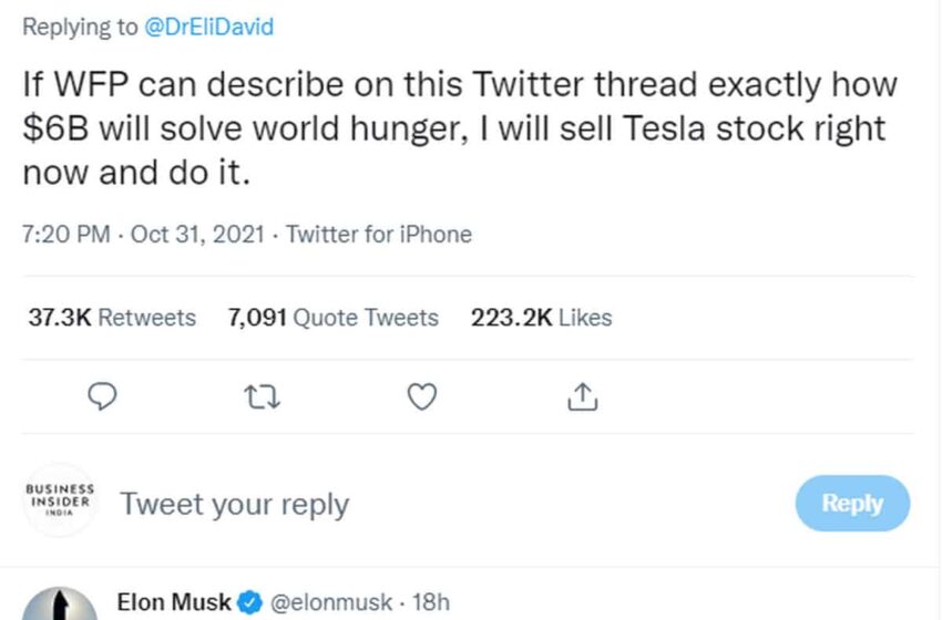 Elon Musk spune că va vinde acțiunile Tesla dacă ONU poate dovedi că poate „rezolva foamea în lume”