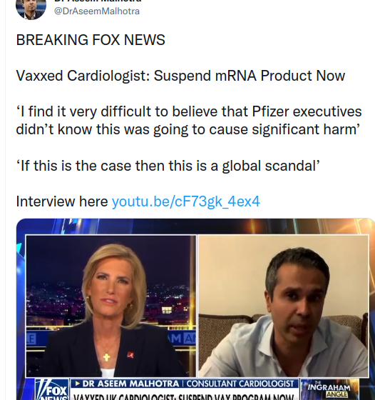  Top Cardiologist numește MRNA Vax un scandal global pe FOX |