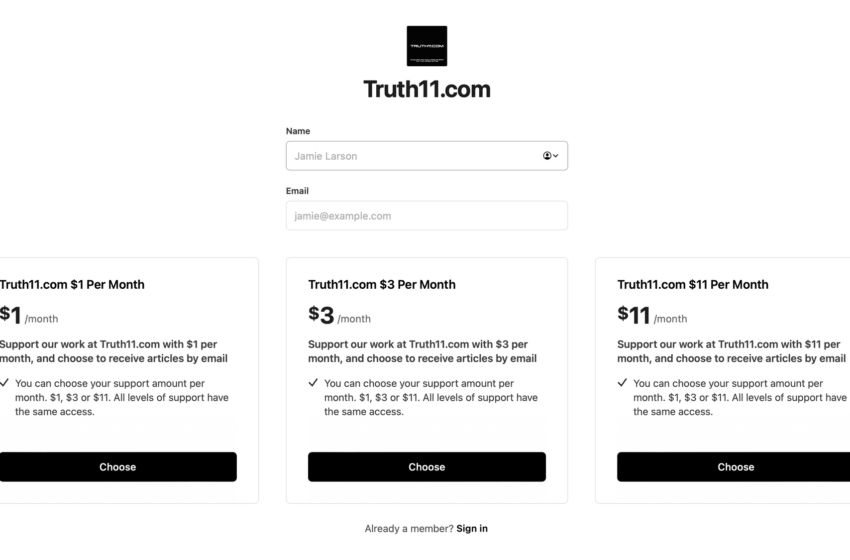  Truth11.com • Abonații pot alege acum suma lunară • 1 USD, 3 USD sau 11 USD